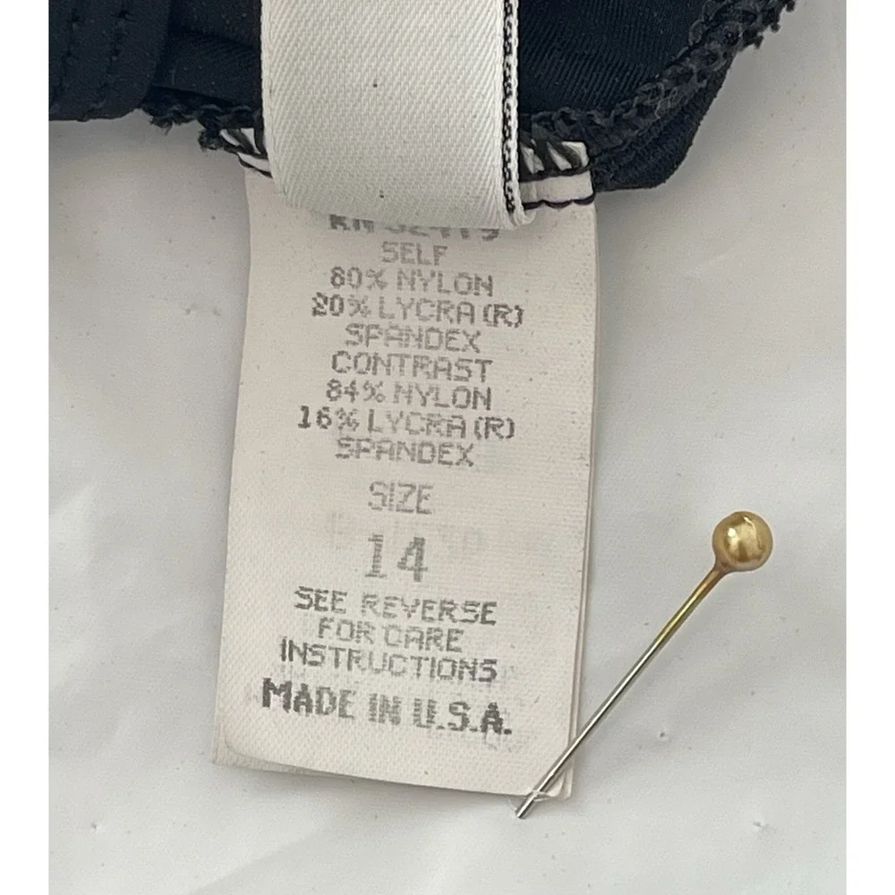 La Blanca Black One Piece Swimsuit Mesh Panels Racerback‎ Cut Size 14